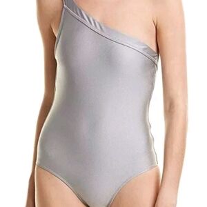 NWT Letarte Womens Silver One Shoulder One Piece Swimsuit XS Originally $225.